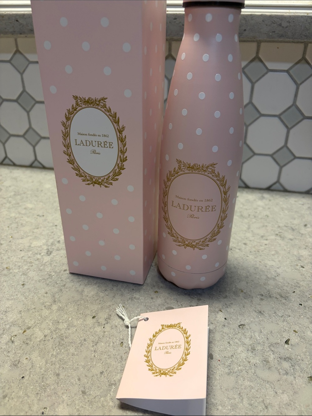 Laduree Pink Polka Dot water Bottle